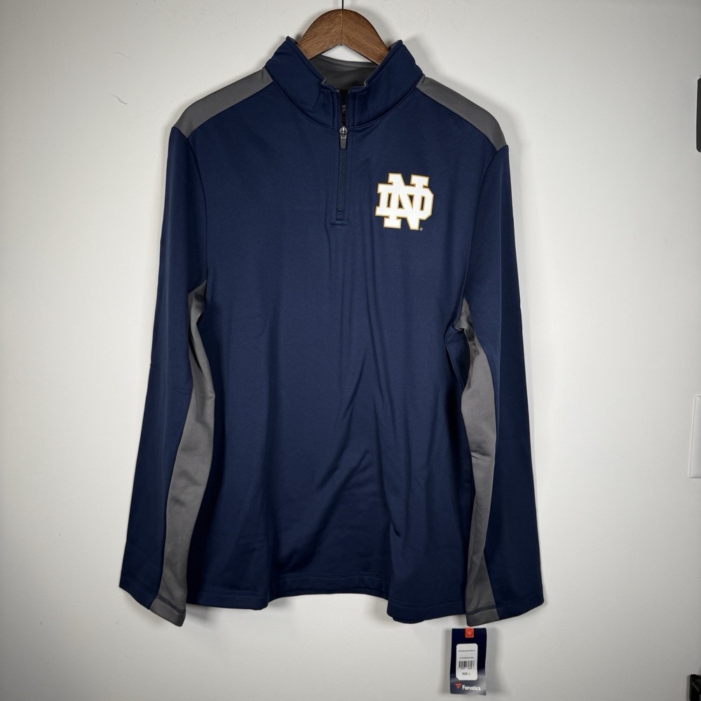 NWT Fanatics Notre Dame Fighting Irish 1/4 Zip Fleece‎ Lined Pullover Large